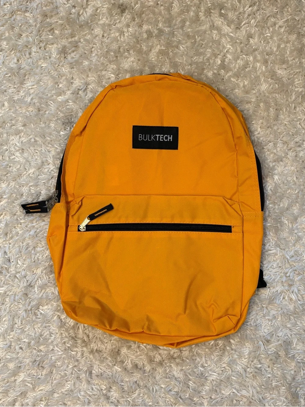 Unisex Backpack Bookbag Citrus Sherbet Orange Front Zip Pocket Black Detai